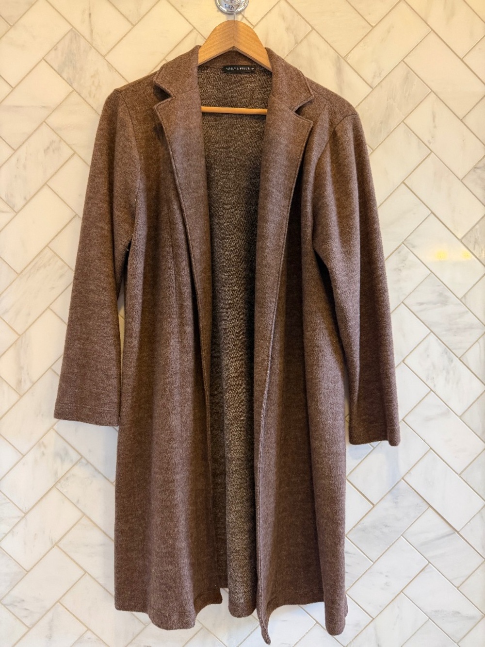 Lightweight coat-igan, brown, long
